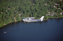 A Cessna flying over Central Connecticut