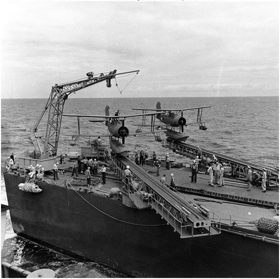 Two Navy SOC-1s on the catapult