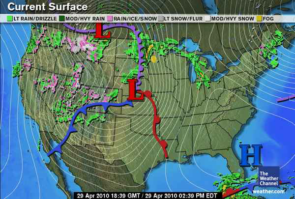 April 29, 2010 surface chart from weather.com